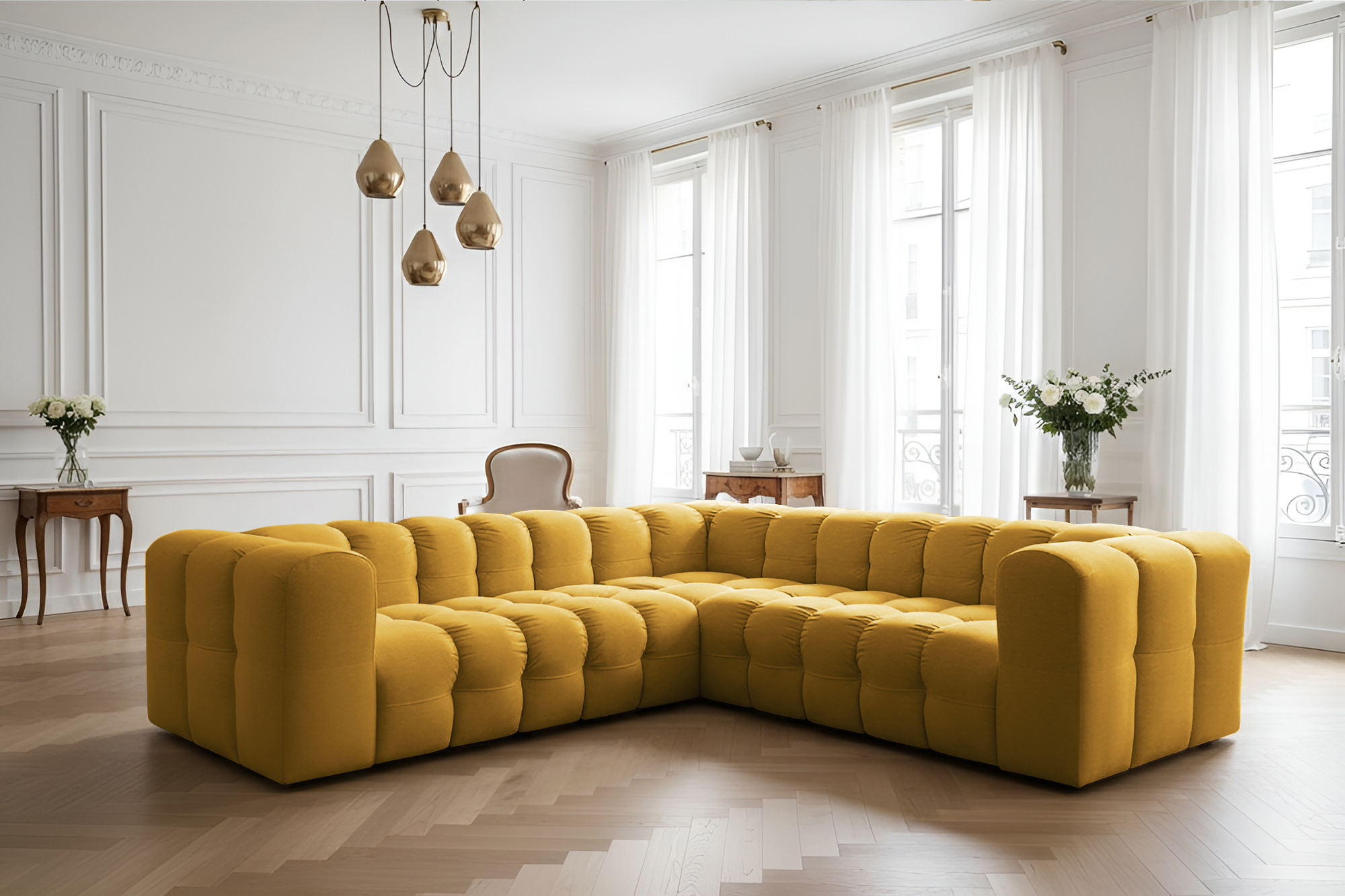 Baloo Corner Ecksofa 270x270 cm Stoff Tiffany Senf
